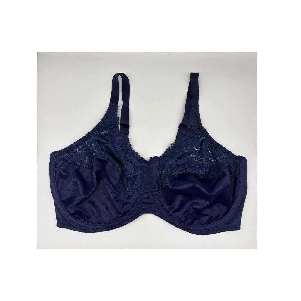 Bali Bra Sz 42DD Minimizer Bra Navy Blue Lace Trim Underwire 0428